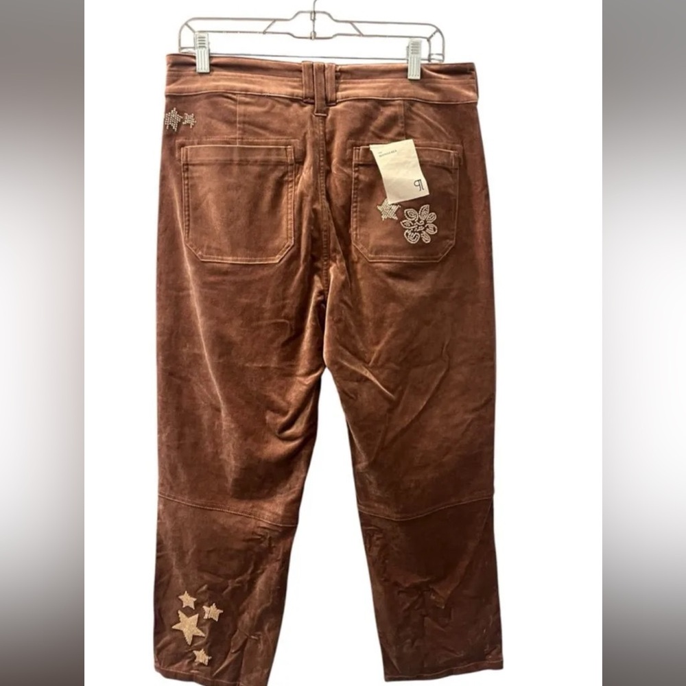 Pilcro Wanderer Velvet Star Embroidered Pants Anthropologie Brown Size 28 NWT - Picture 3 of 7
